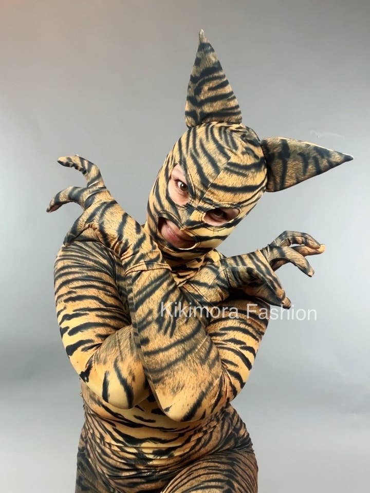 Catwoman Kostuum, Tijger Kostuum, Halloween Outfit, Festival Mode, Exotische Danskleding, Dierenprint Bodysuit, Spandex Catsuit voor wholesale door Kikimora Fashion