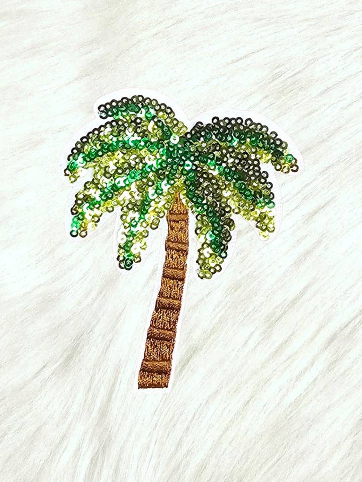Palm Tree Sequin Iron On Patches for wholesale by Scratch Decor