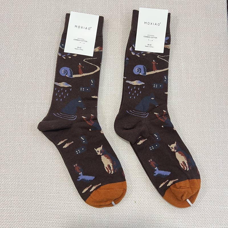 Tourtiwi - Vendita all'ingrosso Calzini - Donna - Calzini alla caviglia con motivo artistico colorato di tulipani e fragole.7