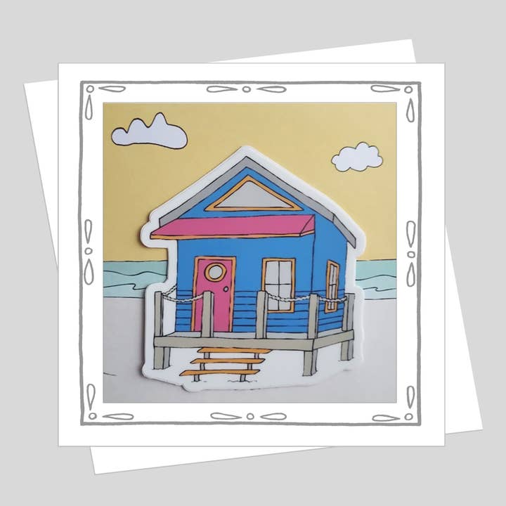Blue Beach Cottage Sticker Card for engroshandel hos Stick With Mary