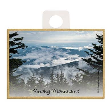 SJT Enterprises, Inc. - Wholesale Magnet - Blue Mountains with Clouds and Fog Wood Fridge Magnet
