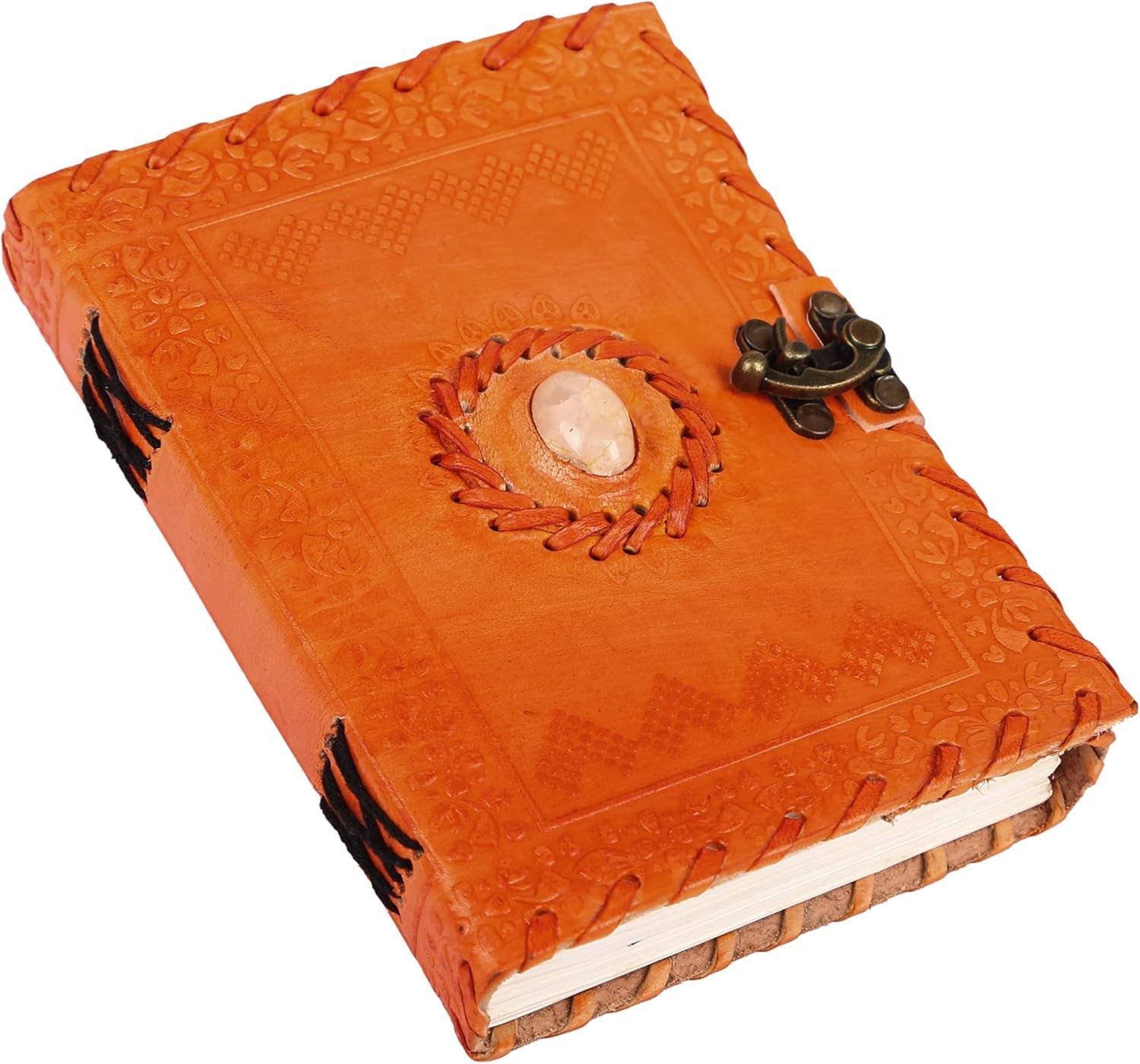 Tuzech Leather - Wholesale Journal/Diary - TUZECH Handmade Office Home Daily Use, Poem Writing Beautiful Pure Leather Luck Stone Bound Journal/Diary with C-Lock for Men and Women 8 Inches31