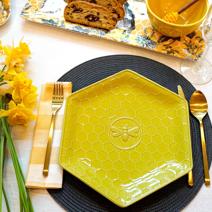 Certified International - Wholesale Dinner Plate - French Bees Embossed Honeycomb Dinner Plates11.25in
