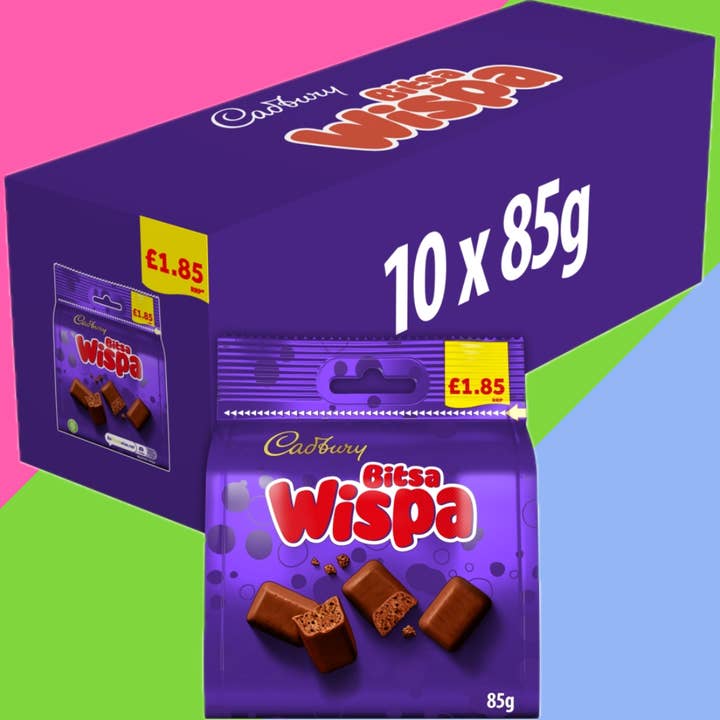 Pochette de chocolat Cadbury Bitsa Wispa 10x85g 1,85 £ PMP pour la vente par Gaffney's Sweets & Treats Wholesale