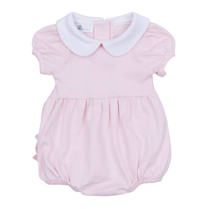 Magnolia Baby - Wholesale Bodysuit (Non-Footed) - Baby - Essentials Solid Collared Ruffle Bubble - Pink