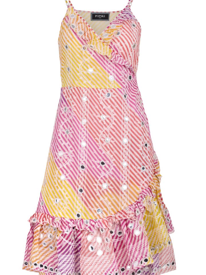 Cami Wrap i lyserød og gul for engroshandel hos Popski London