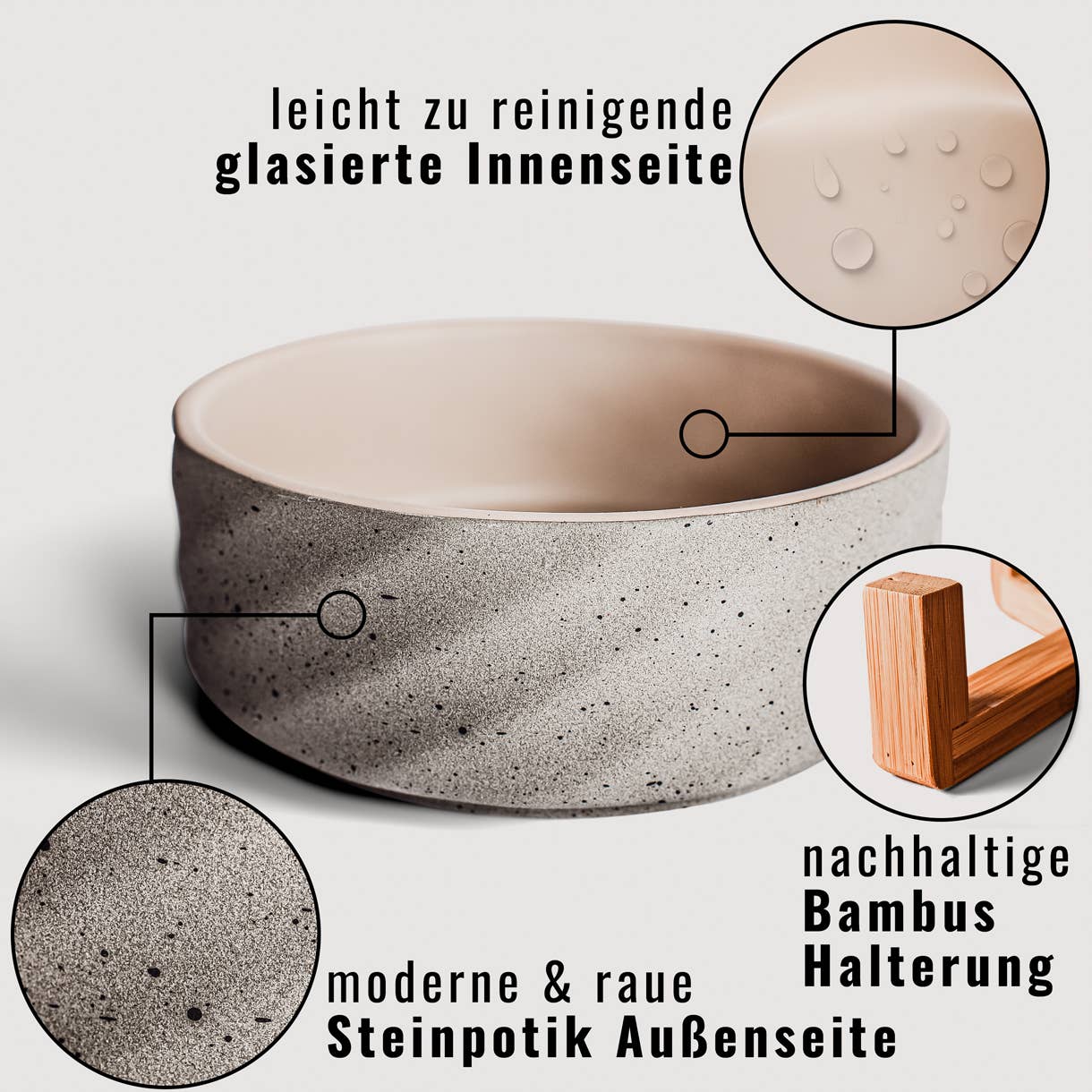 ne&no - Wholesale Pet Bowl - Cat/Dog - ne&no® Ceramic Double Feeding Bowl with Bamboo Stand I Set of 29