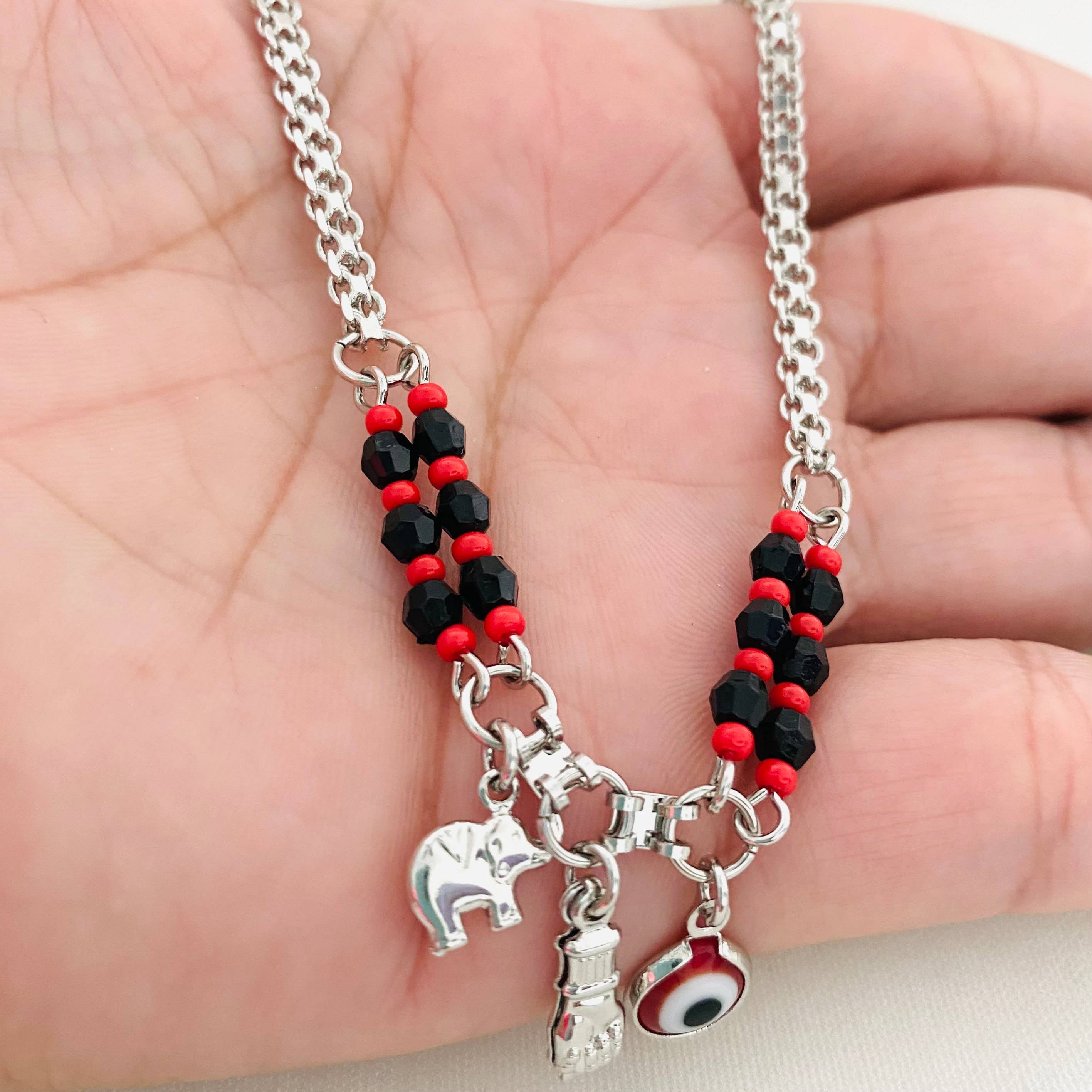 Silver Azabache Choker Necklace, Evil Eye Charm Necklace, Figa Hand for wholesale on Faire1