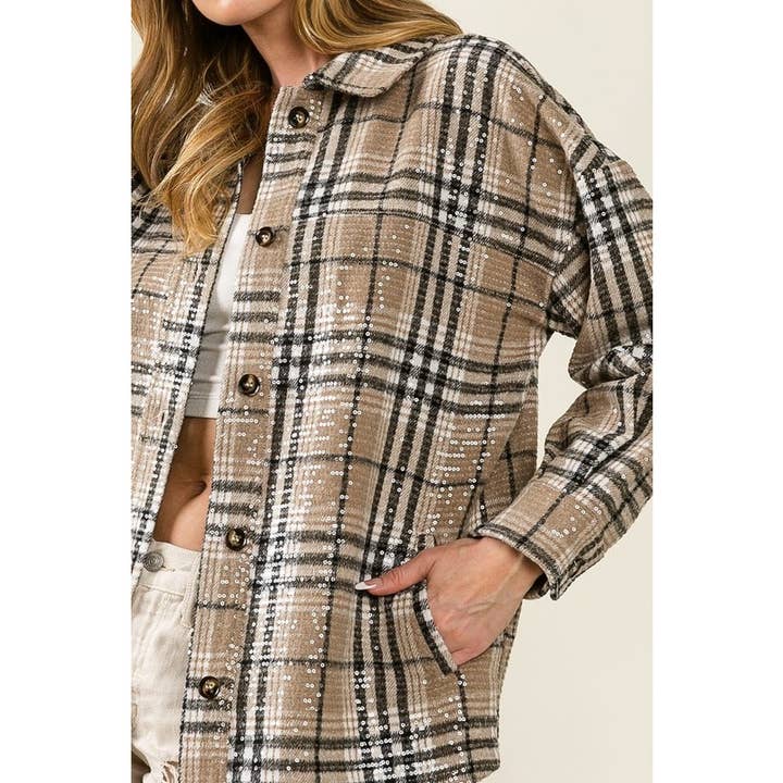 IVE – Engroshandel Jakke - Dame – HELDÆKKENDE KLARE PAILLETTER VINTAGE PLAID JAKKE4