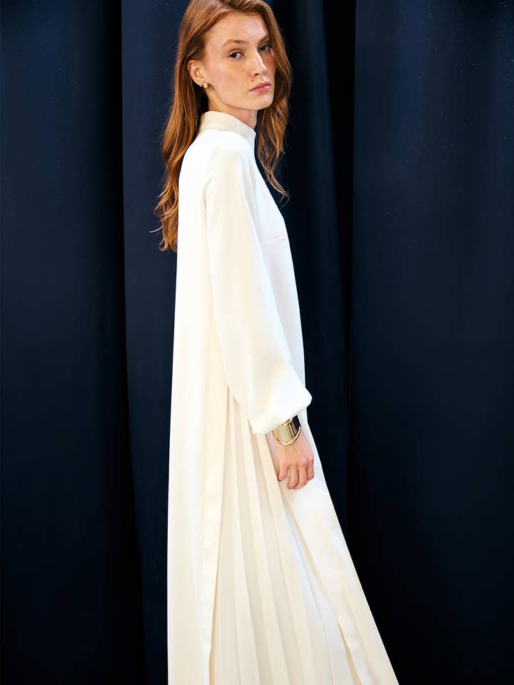 Krem PLEATED CREPE DRESS for wholesale on Faire0