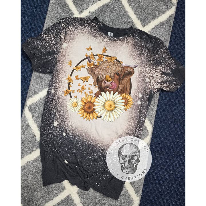 Western Cow Bleached Tee for wholesale by L.A. Creations