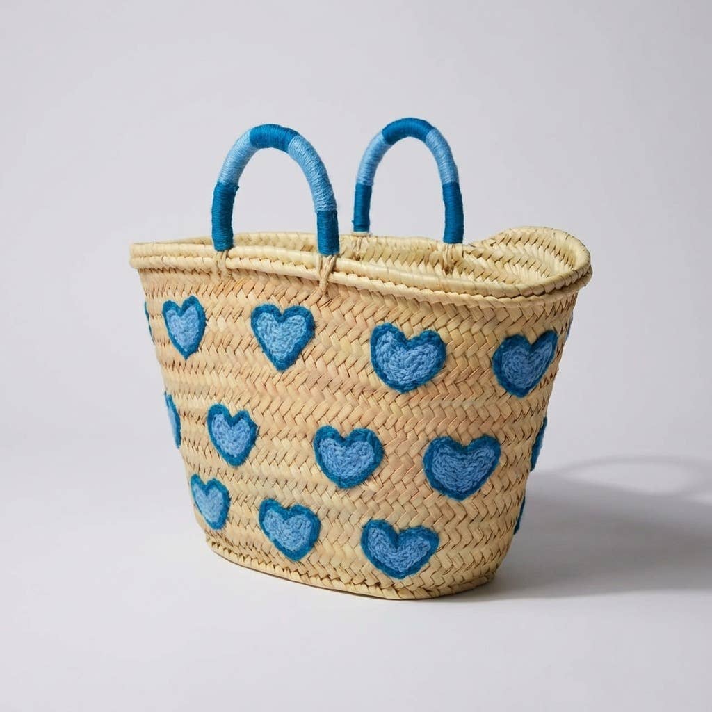 Melecraft – wholesale Basket – Heart Embroidered Straw Basket - Boho Summer Beach Tote3