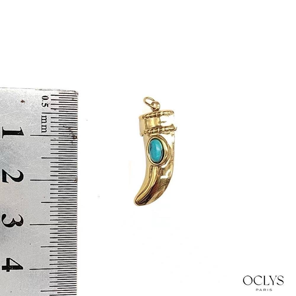 Oclys - Wholesale Individual Charm/Pendant - Set of 3 charms horn stone gold stainless steel0