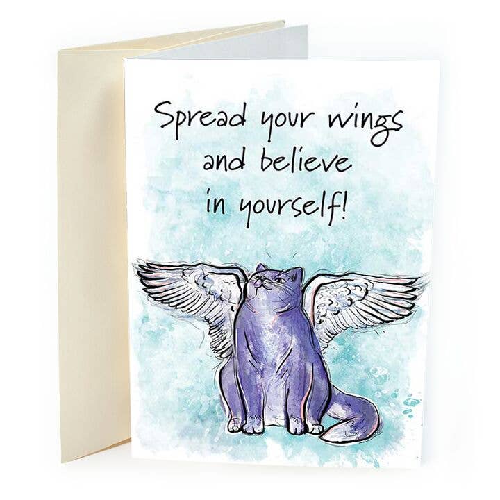 Spread your Wings! Cat Friendship Card for wholesale by St Thomas Greetings