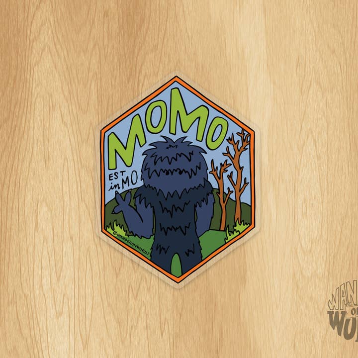 Hand-Lettered Momo Sticker, Missouri Monster Sticker for wholesale by Wander On Words