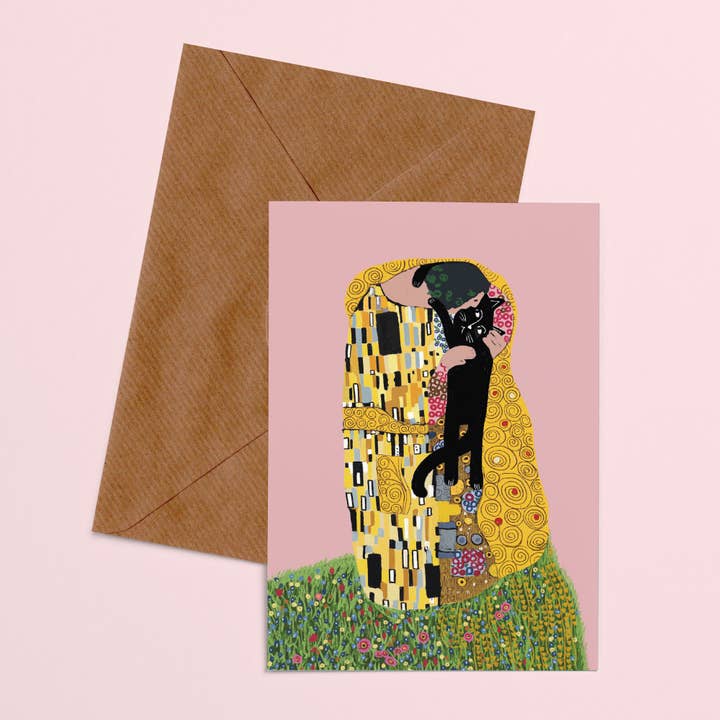 Niaski - Wholesale Everyday Greeting Card - The Cat Kiss Cat Artist Card