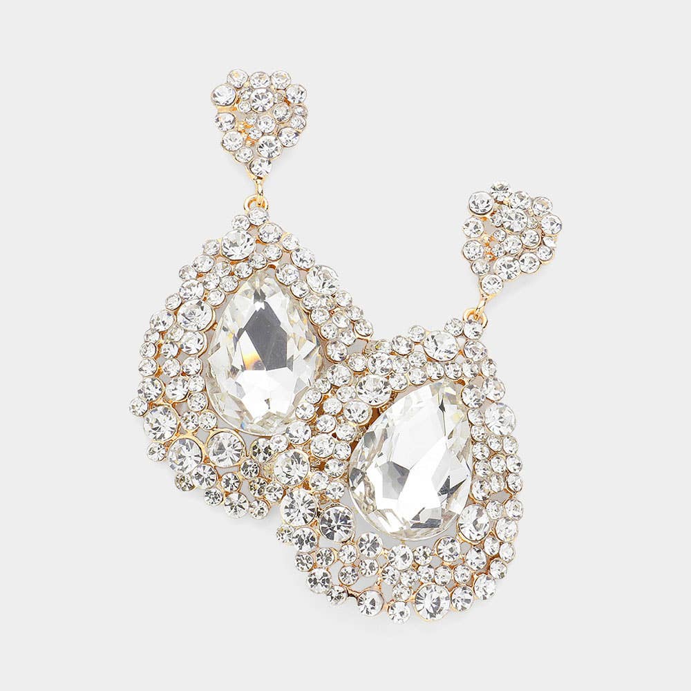 Sensibling Corp. - Wholesale Dangle Earrings - Teardrop Rhinestone Embellished Dangle Evening Earrings9