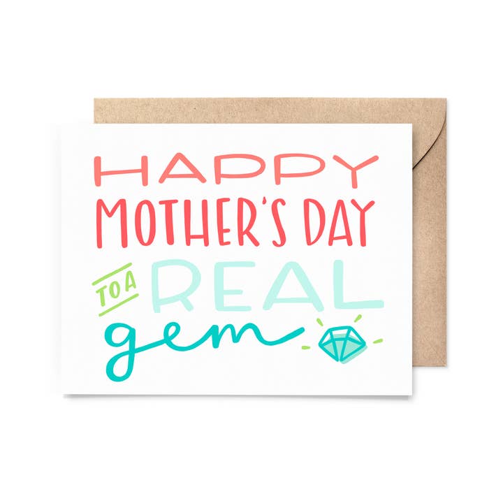 Mother's Day Real Gem Card for wholesale by Pinwheel Print Shop