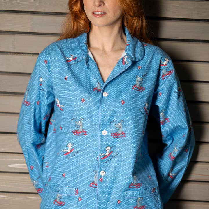 Bleu ciel Ensemble Pyjama Flanelle Hiver Femme La Glisse en vente sur Faire