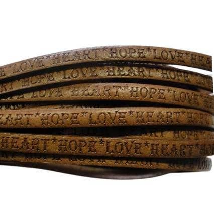 CUIR PLAT VÉRITABLE, 5 MM, STYLE HOPE LOVE HEART, MARRON CLAIR pour la vente par Sun Enterprises B.V.