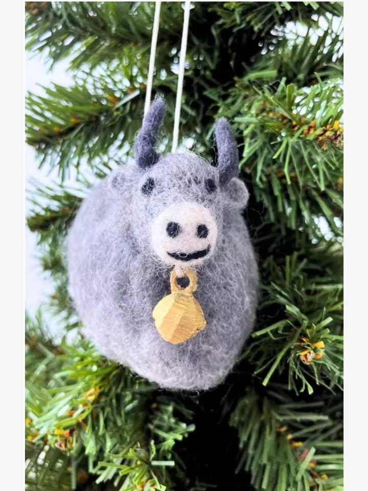 Handcrafted Felt Yak Ornament w Brass Bell for wholesale by Ganesh Himal Trading