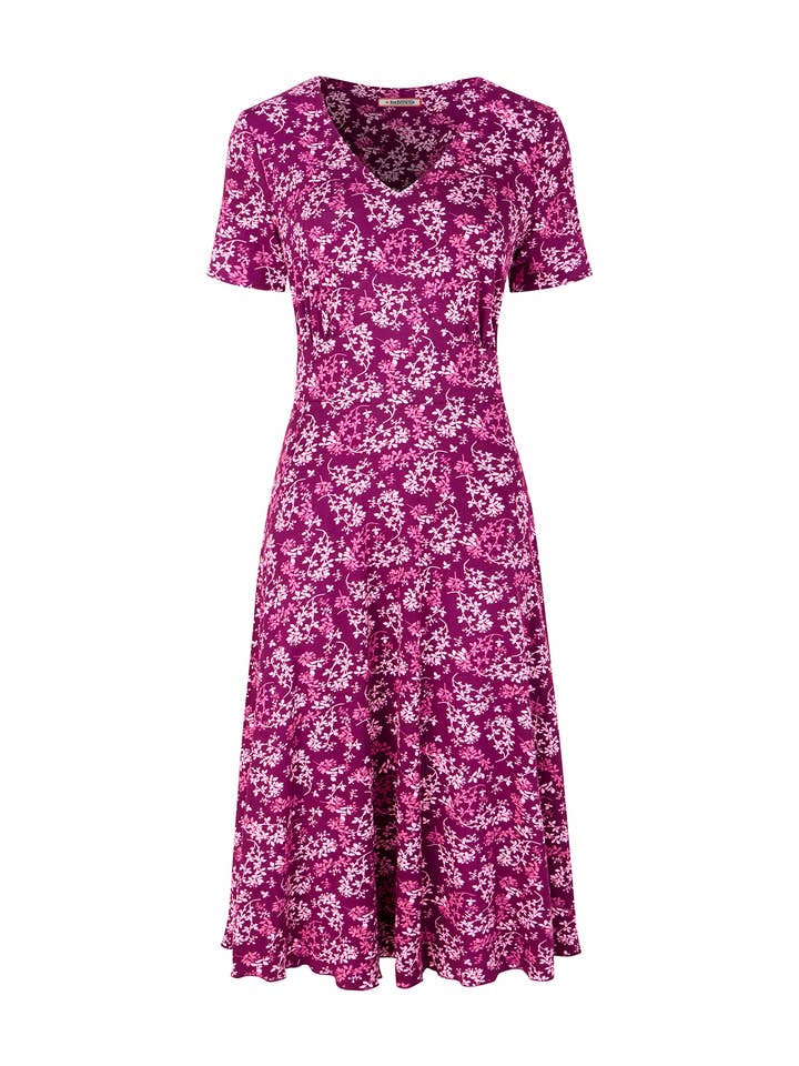 Plum Radiant Reversible Printed Jersey Dress for wholesale on Faire