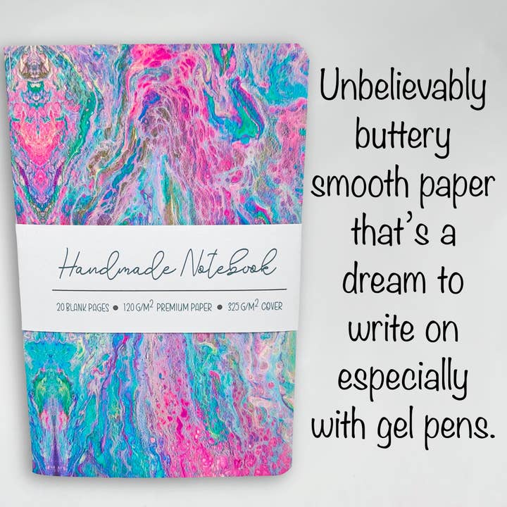 Art by Erica H & Rebel Stitchers - Wholesale Notebook - Liquid Art - Style 6 - Handmade Saddle Bound Notebook2