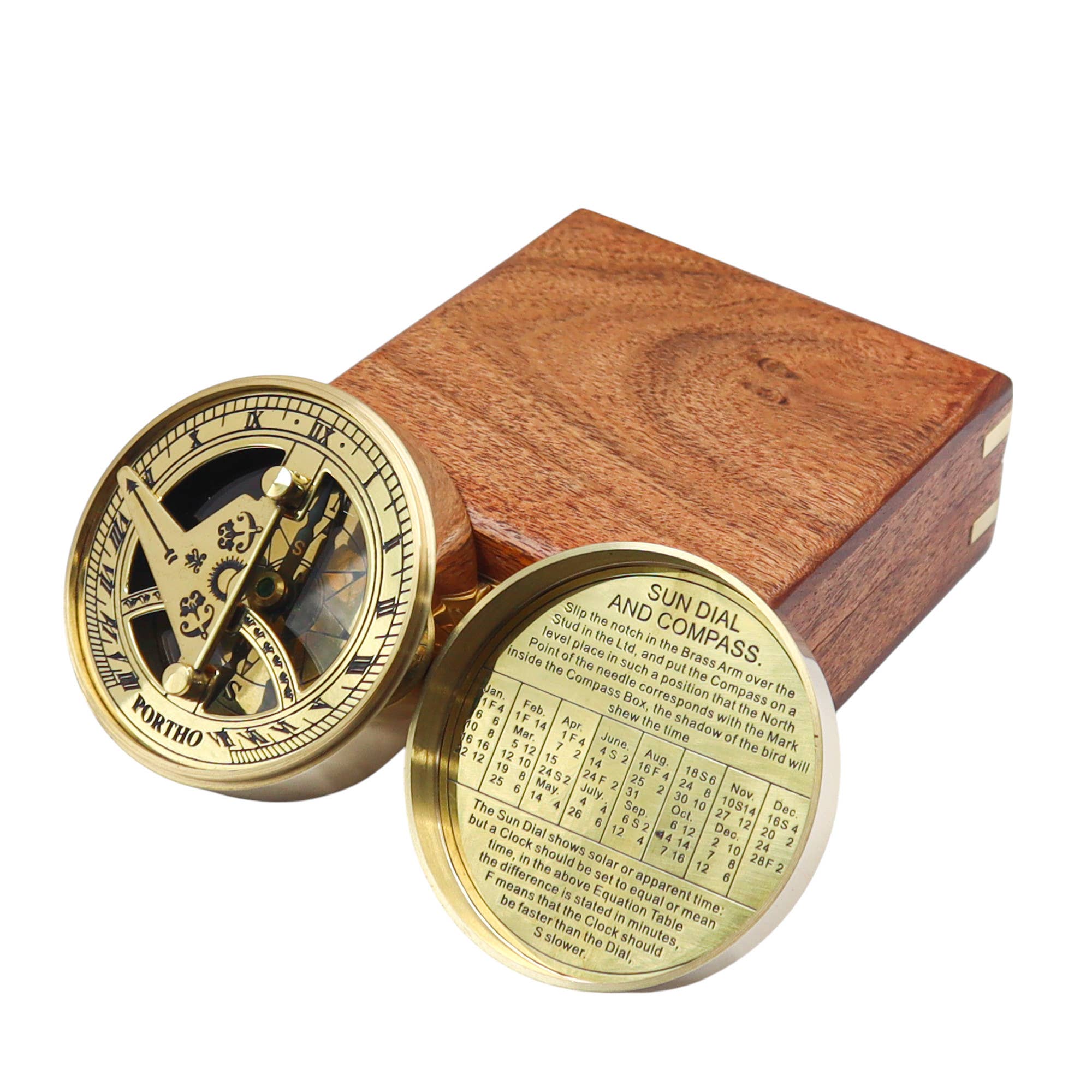 Dollond & Co. – wholesale Navigational compass – Personalised Signature Sundial Compass with Wood Box2