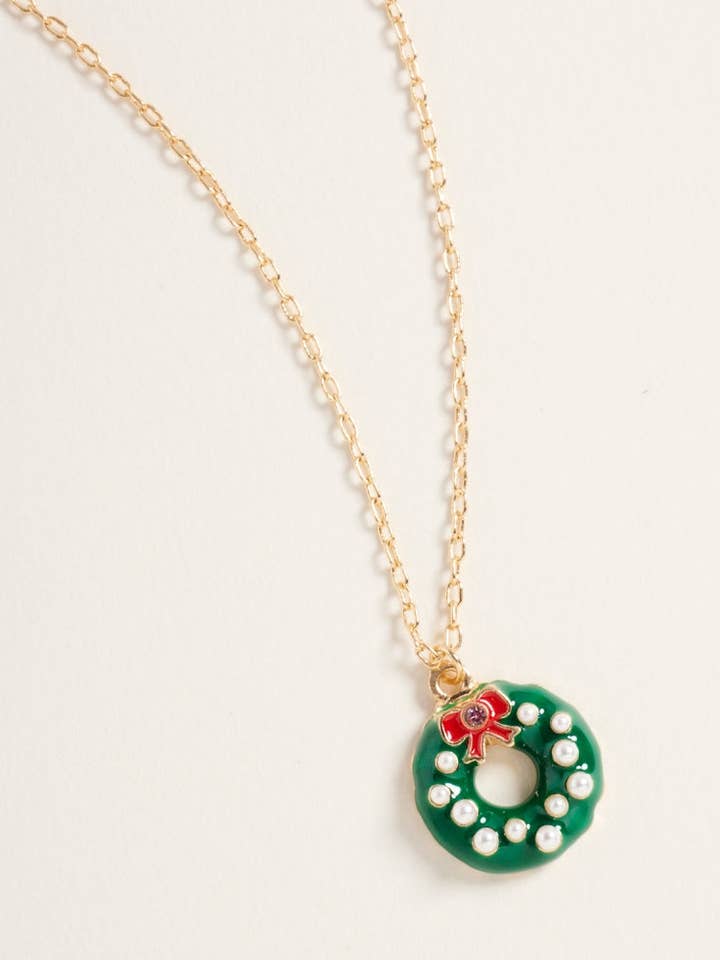 Colar de Corrente com Pérolas e Pedras de Strass em Forma de Grinalda de Natal por atacado de Designature New York