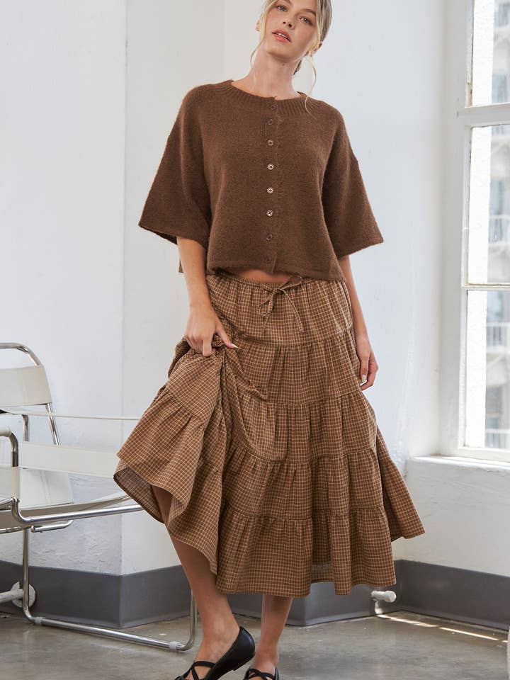 Brown Quarter-Sleeve Knit Cardigans for wholesale on Faire7