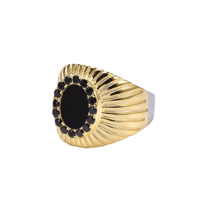 Elisabeth gouden onyx en zirkonium zilveren ring voor wholesale door ORUS BIJOUX