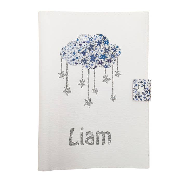 Funda para cartilla sanitaria Shooting Star Cloud en símil piel blanca y liberty para venta al por mayor de Crapaud Chou