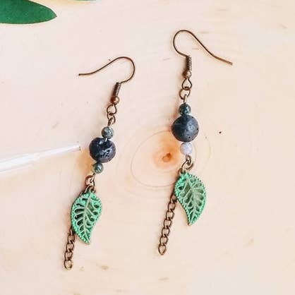 Jaspertail Essential Oil Aromatherapy Lava Diffuser Earring for wholesale by Spoon & Theory Handmade