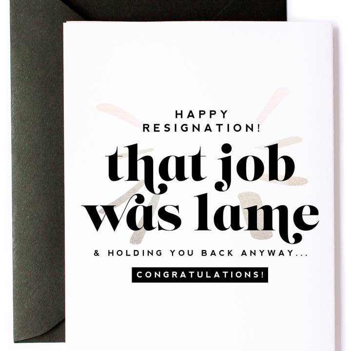 Kitty Meow Boutique - Wholesale Congratulations Card - Happy Resignation - Funny New Job Celebration Greeting Card