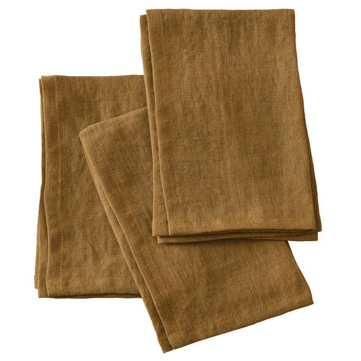 Set of 3 towels 40x40 cm French Linen Caramel for wholesale by Housse De Rêve