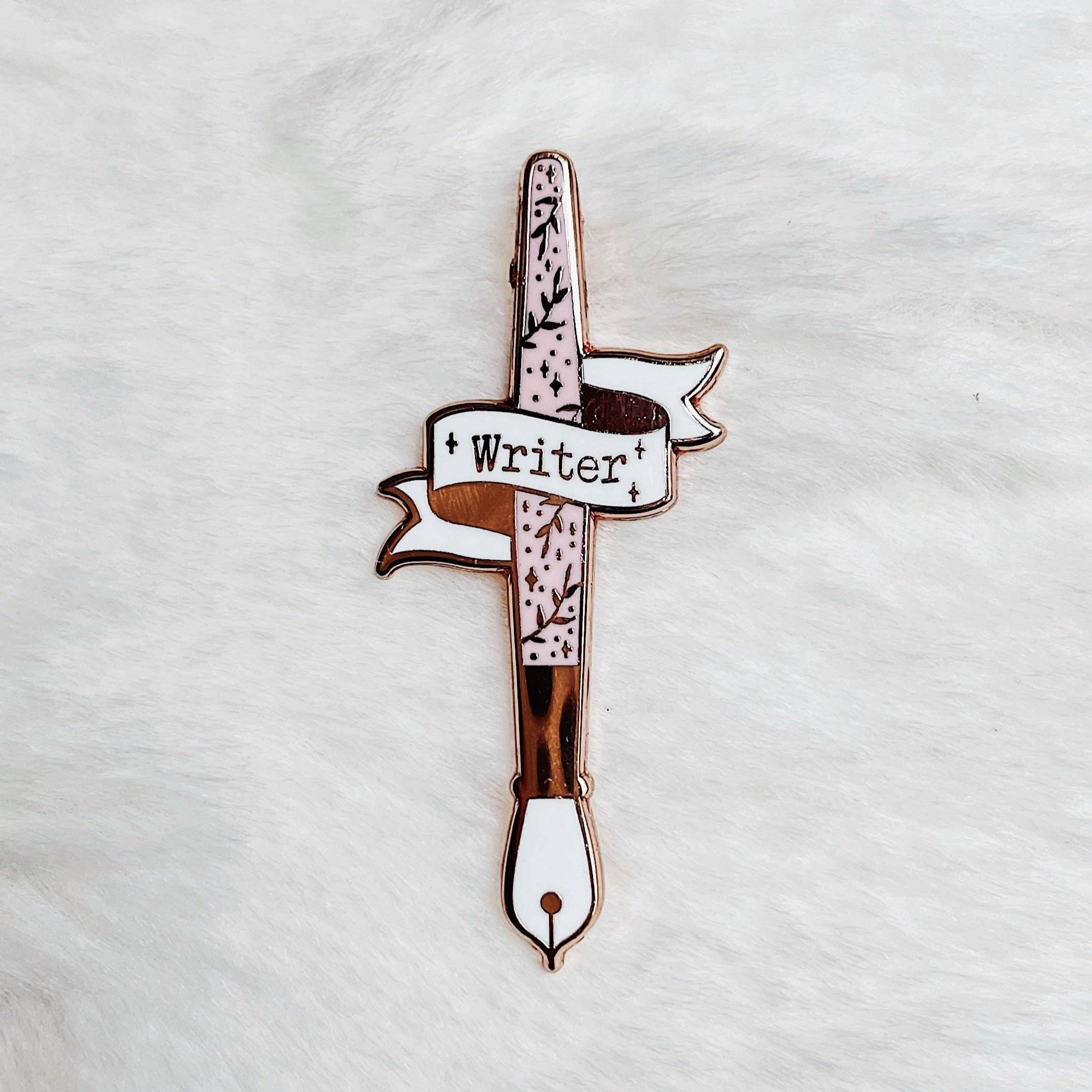 Noelle Gifts & Paper - Wholesale Lapel pin/button - Writer Fountain Pen Pastel