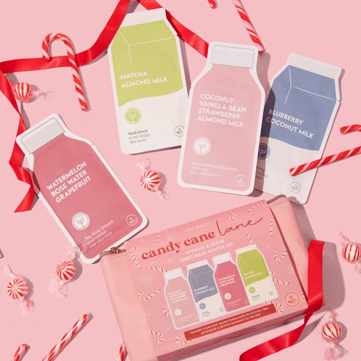 ESW Beauty - Wholesale Skincare Face Mask - Candy Cane Lane Glowing Radiant Skin Sheet Mask Set