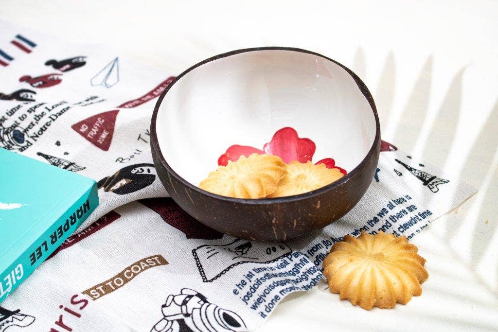 Niu Coconut by Pacific Spirit - Wholesale Decorative Plate/Dish/Bowl - Coconut bowl hibiscus2