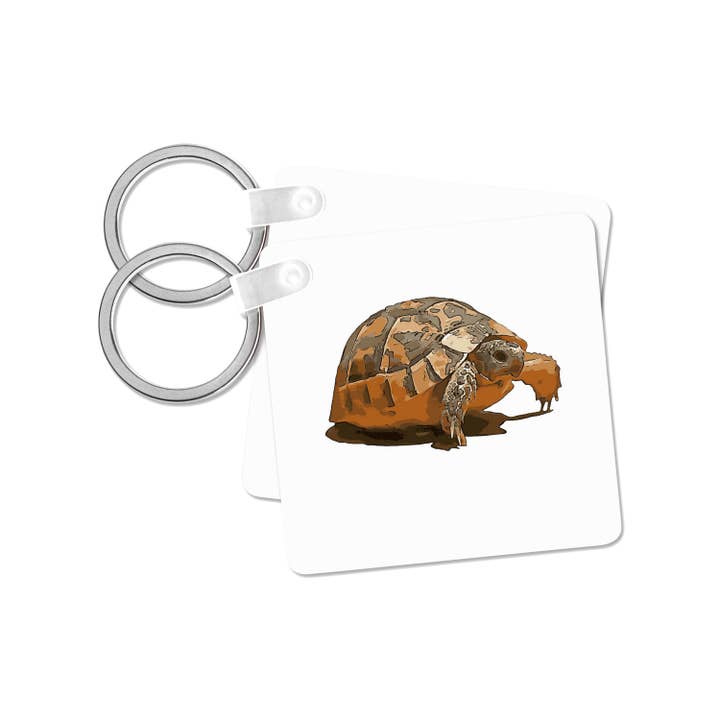 3dRose - Wholesale Keychain - Unisex - 3dRose, Cartoon Portrait Of A Baby Wild Tortoise Black Outline Art, Key Chain