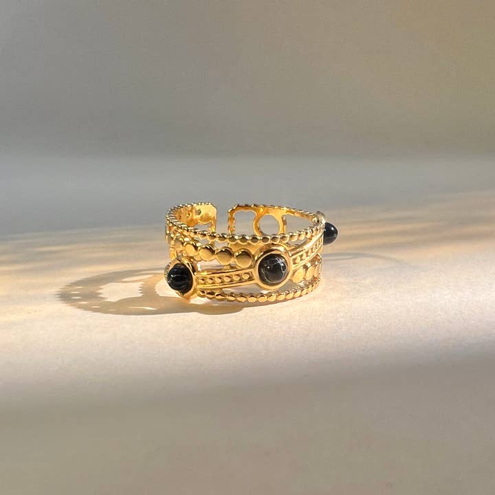 COSMOS - Wholesale Multi-Stone Ring - Adjustable stainless steel stone ring6