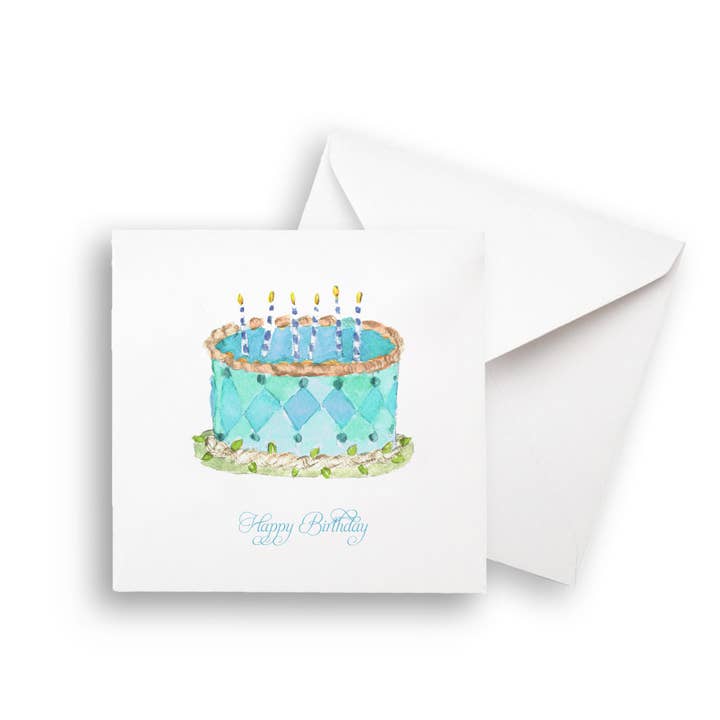 French Graffiti - Wholesale Tea Towel - Blue Birthday Cake