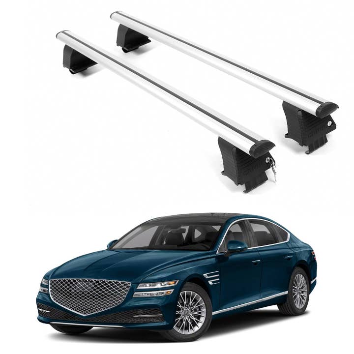 Barras Transversales de Techo ERKUL Para GENESIS G80 2021-2026 Techo Desnudo Aluminio Plata para venta al por mayor de Erkul Auto USA
