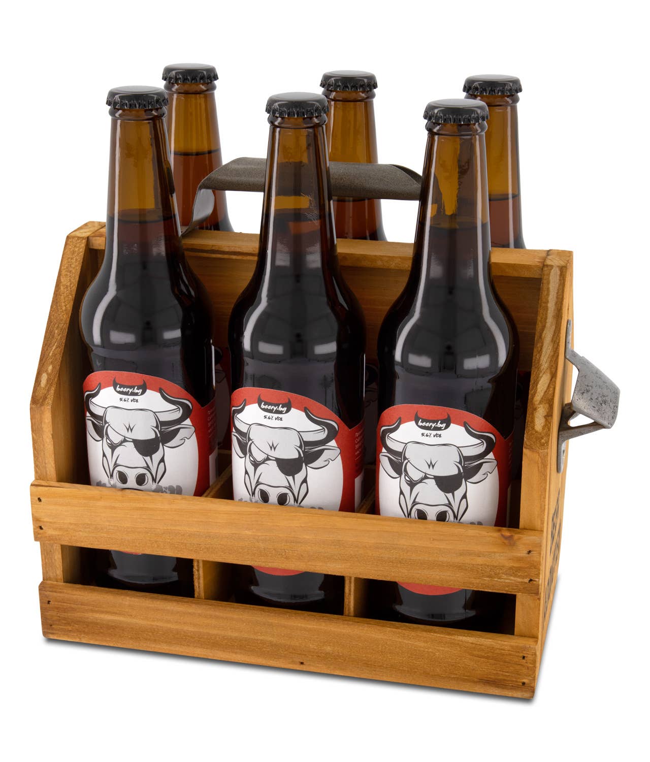 BeerAddicted - Wholesale Beer/Wine Caddy - Wooden Caddy for 6 Beer Bottles2