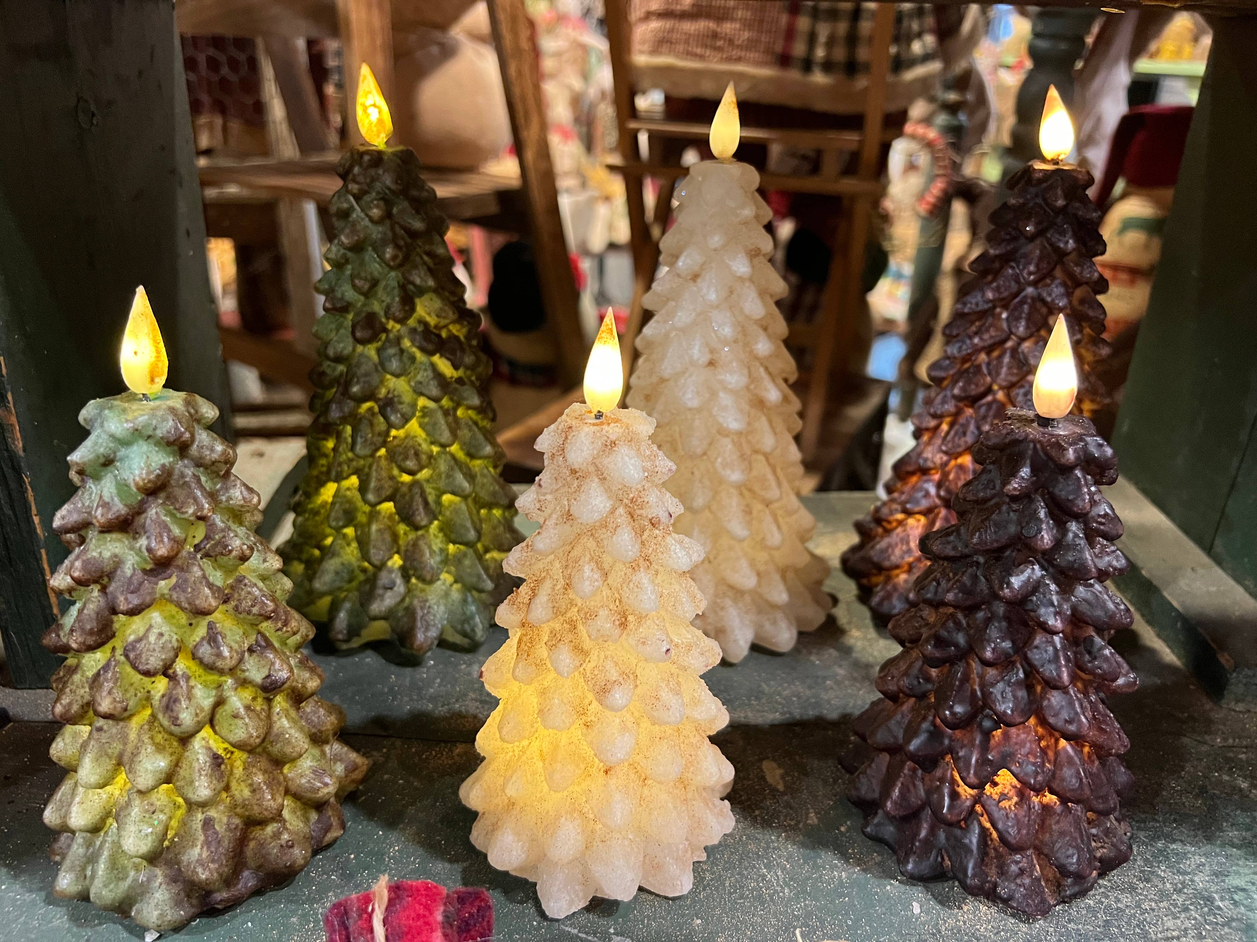 Raggedy Junction - Wholesale Flameless Candle - Primitive GLOW flame timer Tree