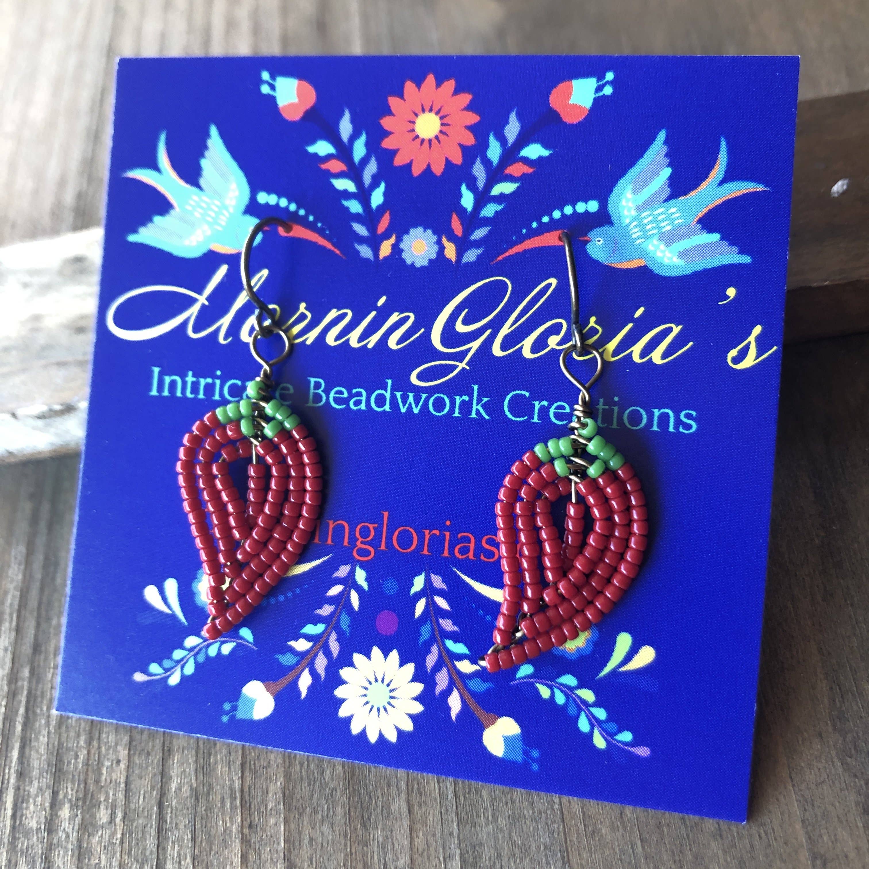 MorninGloria's - Wholesale Dangle Earrings - Teeny Tiny Beaded Chili Pepper Earrings1