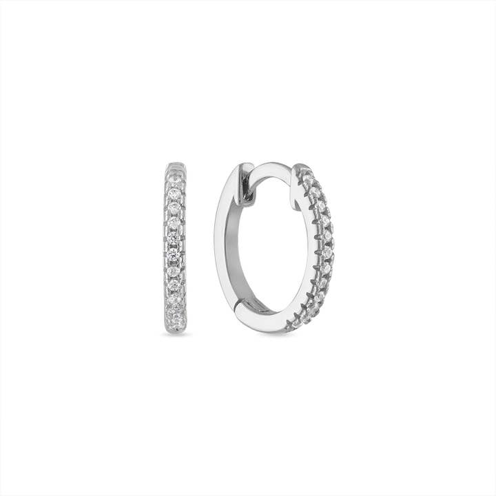 SKN Collections - Wholesale Huggie Earrings - Vermeil Essential Pave' CZ Small Hoop Huggies