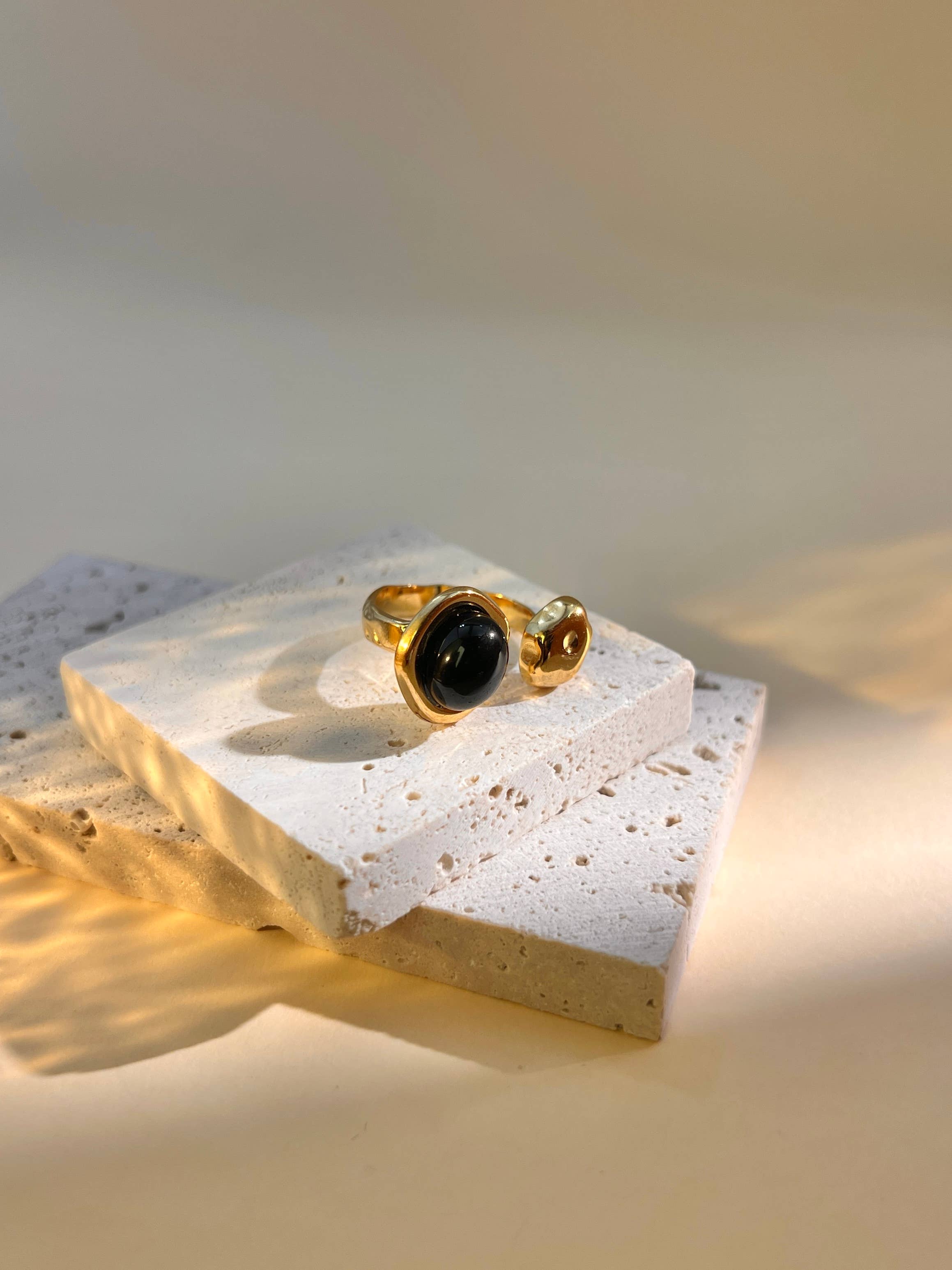 COSMOS - Wholesale Single Stone/Solitaire Ring - Adjustable stainless steel and natural stone ring3