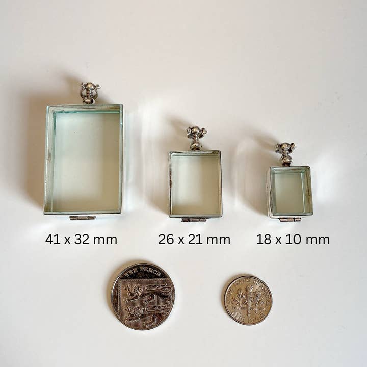 Mon Bijoux - Wholesale Locket necklace - Rectangle Silver and Glass Deep Locket3