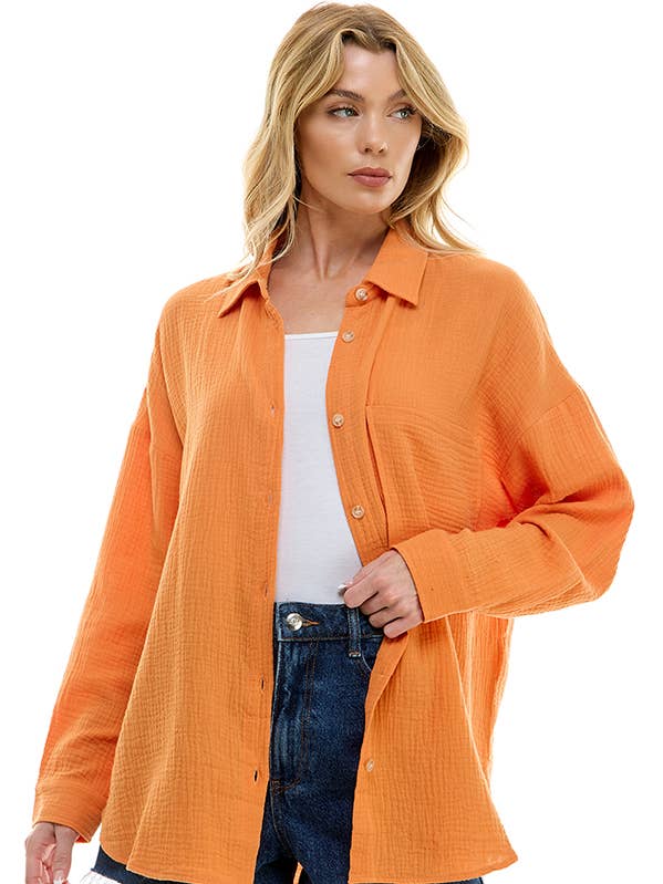 Camicia oversize in garza di cotone per la vendita all'ingrosso da parte di ACOA COLLECTION