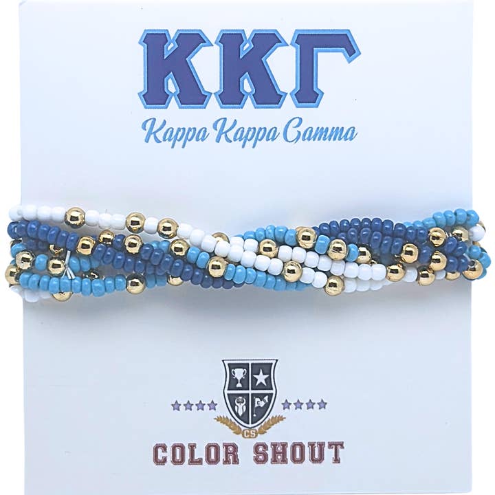 B201 - KKG-Kappa Kappa Gamma Farver Stak: Sæt med 6 Perlearmbånd med Elastik for engroshandel hos Color Shout